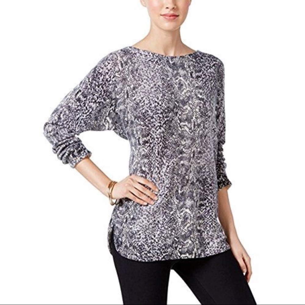 Charter Club snake print 100% cashmere sweater